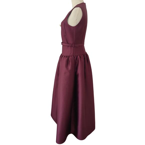 Self-Portrait Burgundy Taffeta Midi Dress US 8 - Picture 8 of 12